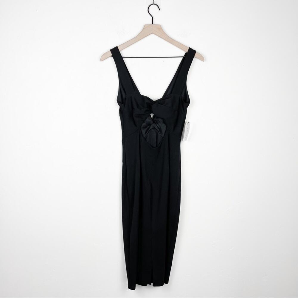 Katie May BHLDN Eva Damaris Twist Front Midi Sheath Cocktail Dress Black - Picture 11 of 15